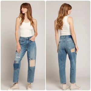 Current/Elliott Boy Genius Boyfriend Patchwork Straight Leg Jeans Size 27